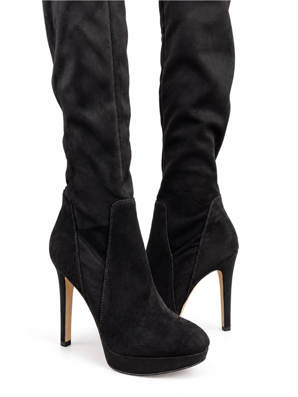 Sam Edelman Amber Black Suede Over The Knee Stiletto High Heel Boots Size 7.5